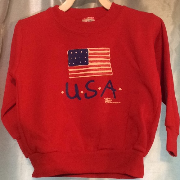 U.S.A. Flag on toddler sweatshirt, NWT, 50/50 - Picture 2 of 3